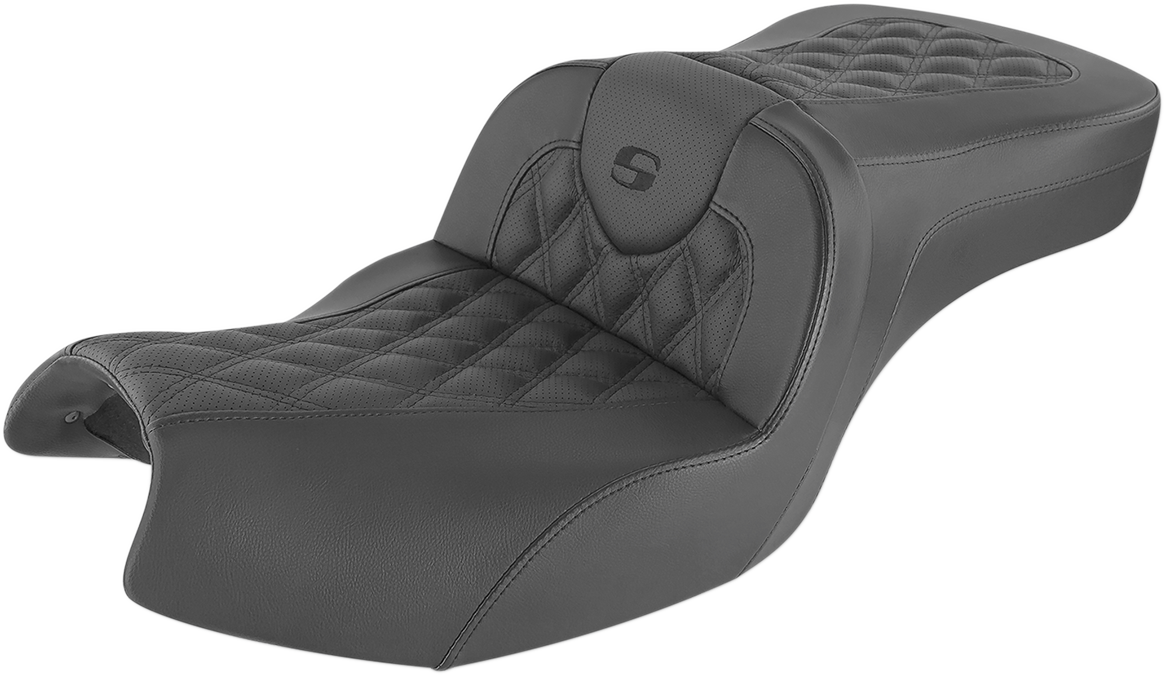 SADDLEMEN Roadsofa™ Seat - Full Lattice Stitch - Black - Indian I20-06-182