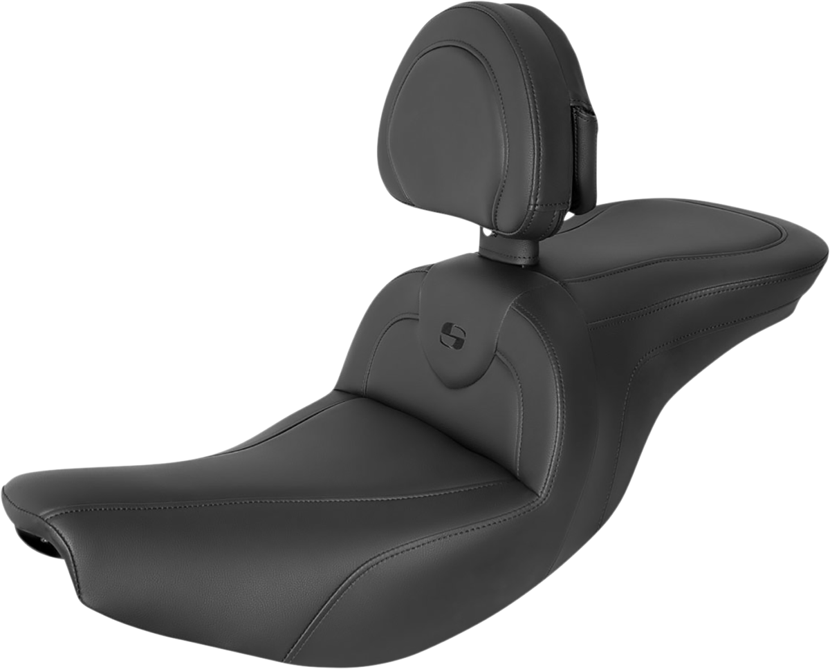 SADDLEMEN RoadSofa™ Seat - with Backrest - Black/Black Stitching - Indian '14-'24 I14-07-187BR