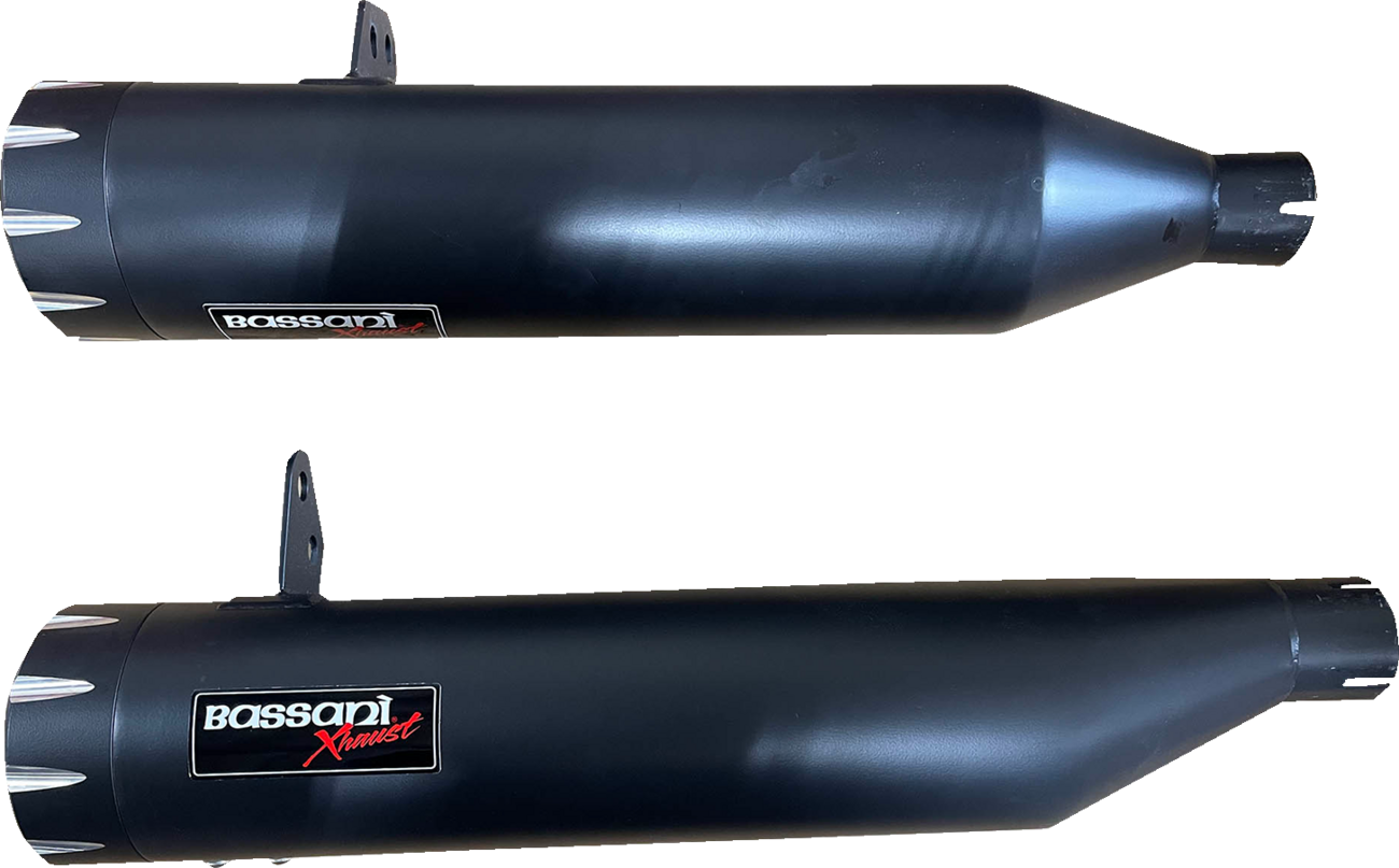 BASSANI XHAUST 4" Slip-On Mufflers - Black 8CH17B