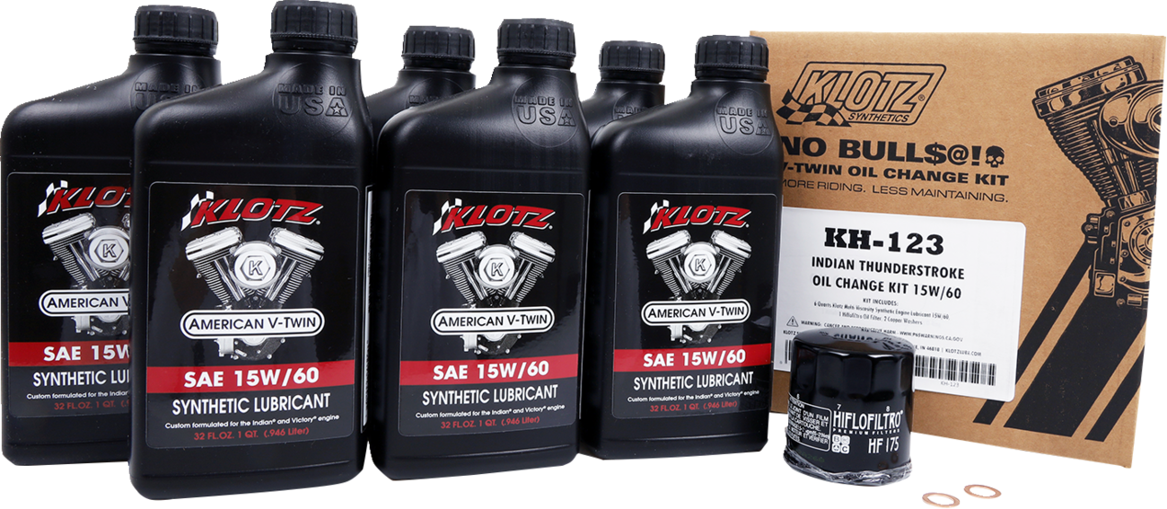KLOTZ OIL Oil Change Kit - Indian Thunderstroke - 20W-40 KH-123