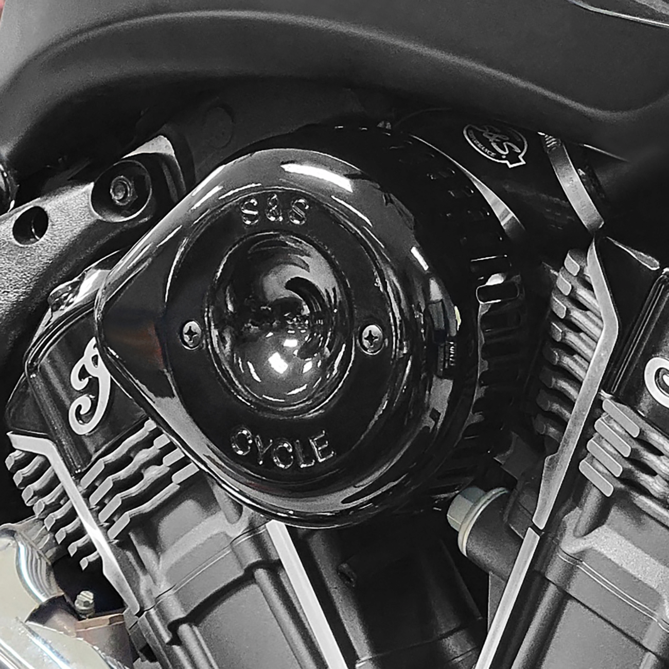 S&S CYCLE Stealth Air Cleaner Kit with Cover - Black - Indian 170-0777