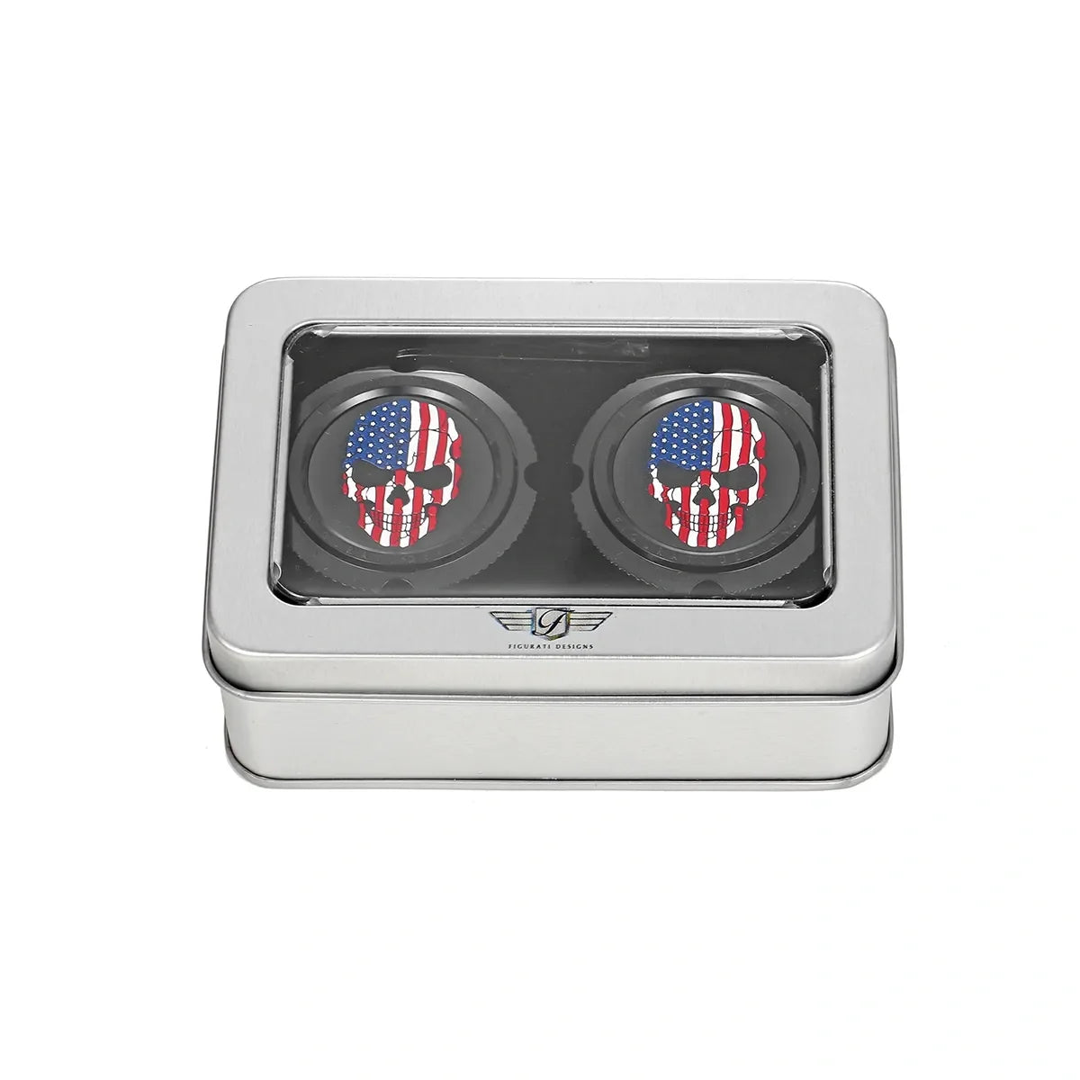 Harley-Davidson Stainless-Steel in Black Front Axle Nut Covers Red White and Blue American Flag Skull