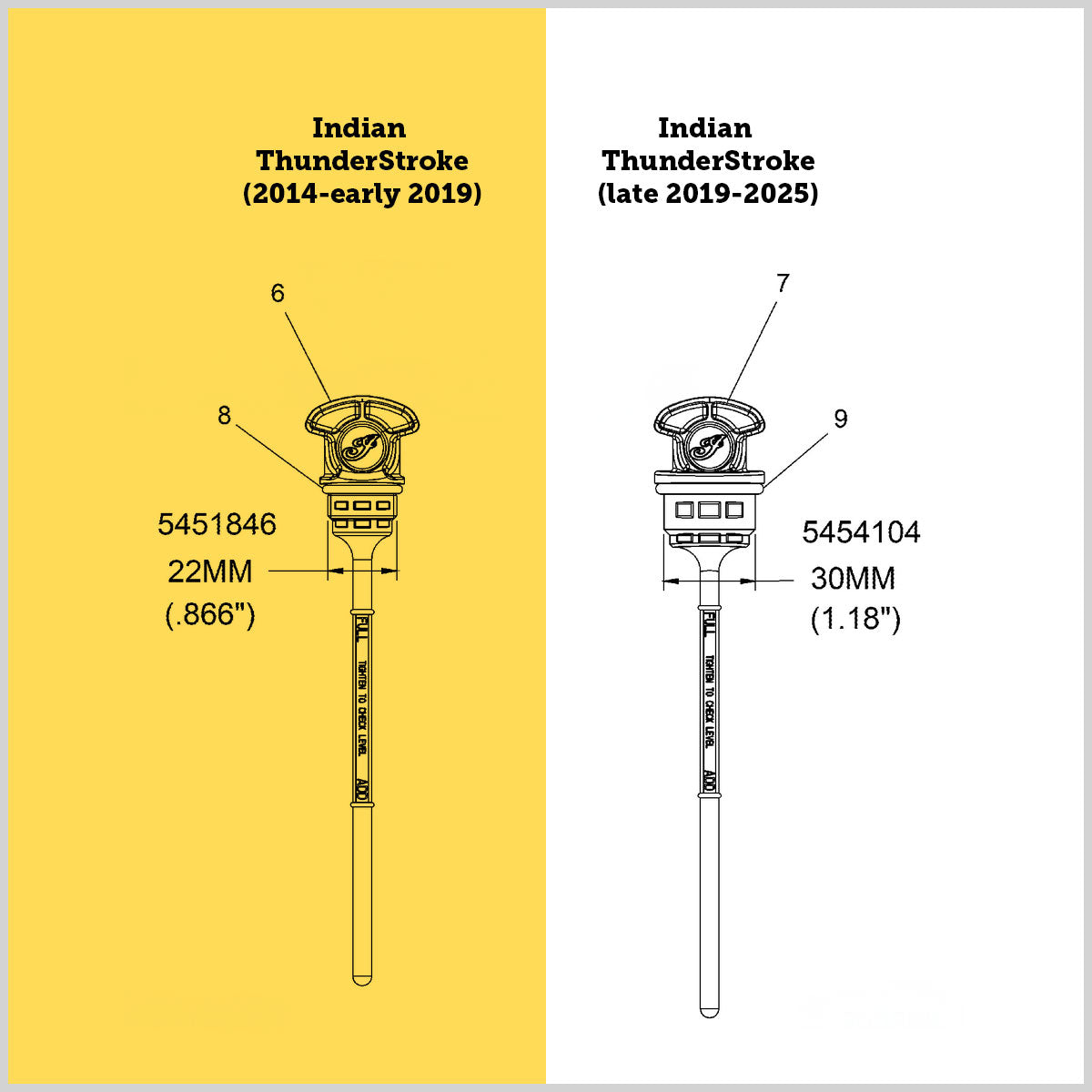 Signature Magnetic Dipstick for Indian ThunderStroke (2014-2018) - Curved Silver