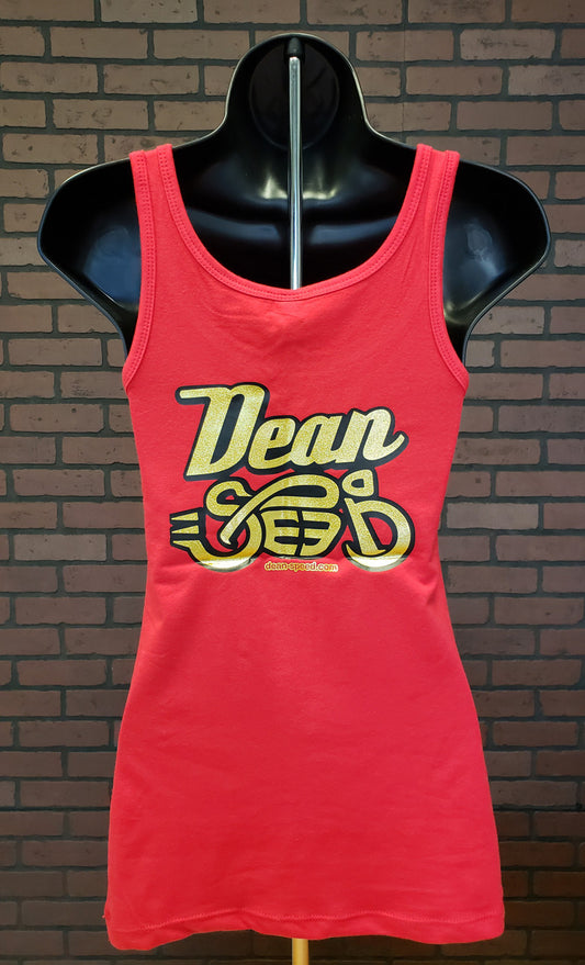 Women's Dean Speed Tank Top - Red with Gold and Black Logo
