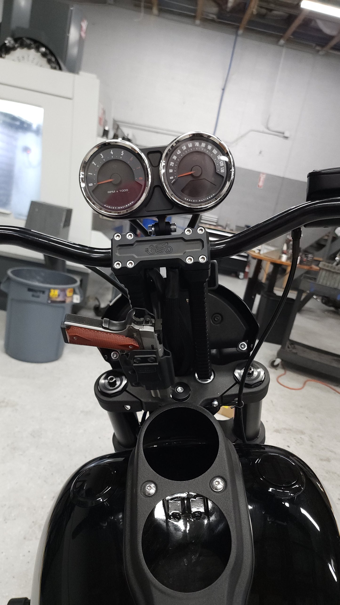 Harley Double Gauge Pic Rail Riser gauge pod kit