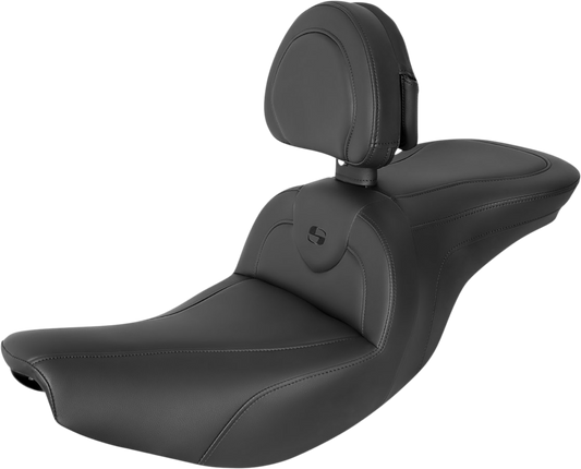 SADDLEMEN RoadSofa™ Seat - with Backrest - Black/Black Stitching - Indian '14-'24 I14-07-187BR