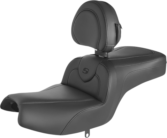 SADDLEMEN RoadSofa™ Seat - with Backrest - Black/Black Stitching - Challenger/Pursuit '20-'24 I20-06-187BR