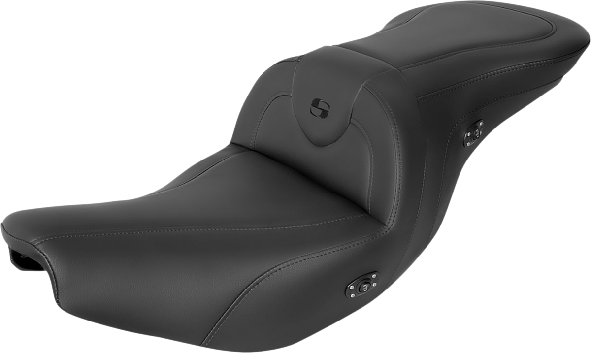 SADDLEMEN RoadSofa™ Seat - Without Backrest - Black w/ Black Stitching - Heated - Indian '14-'24 I14-07-187HCT