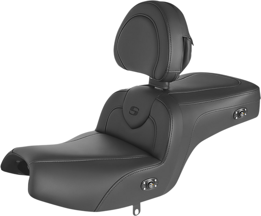 SADDLEMEN RoadSofa™ Seat - with Backrest - Black w/ Black Stitching - Heated - Challenger/Pursuit '20-'24 I20-06-187BRHCT