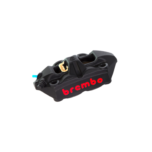 Caliper, Right, P4 34mm, M4, Cast Monobloc, 108mm Radial Mount, Front, Black w/ Red Lettering