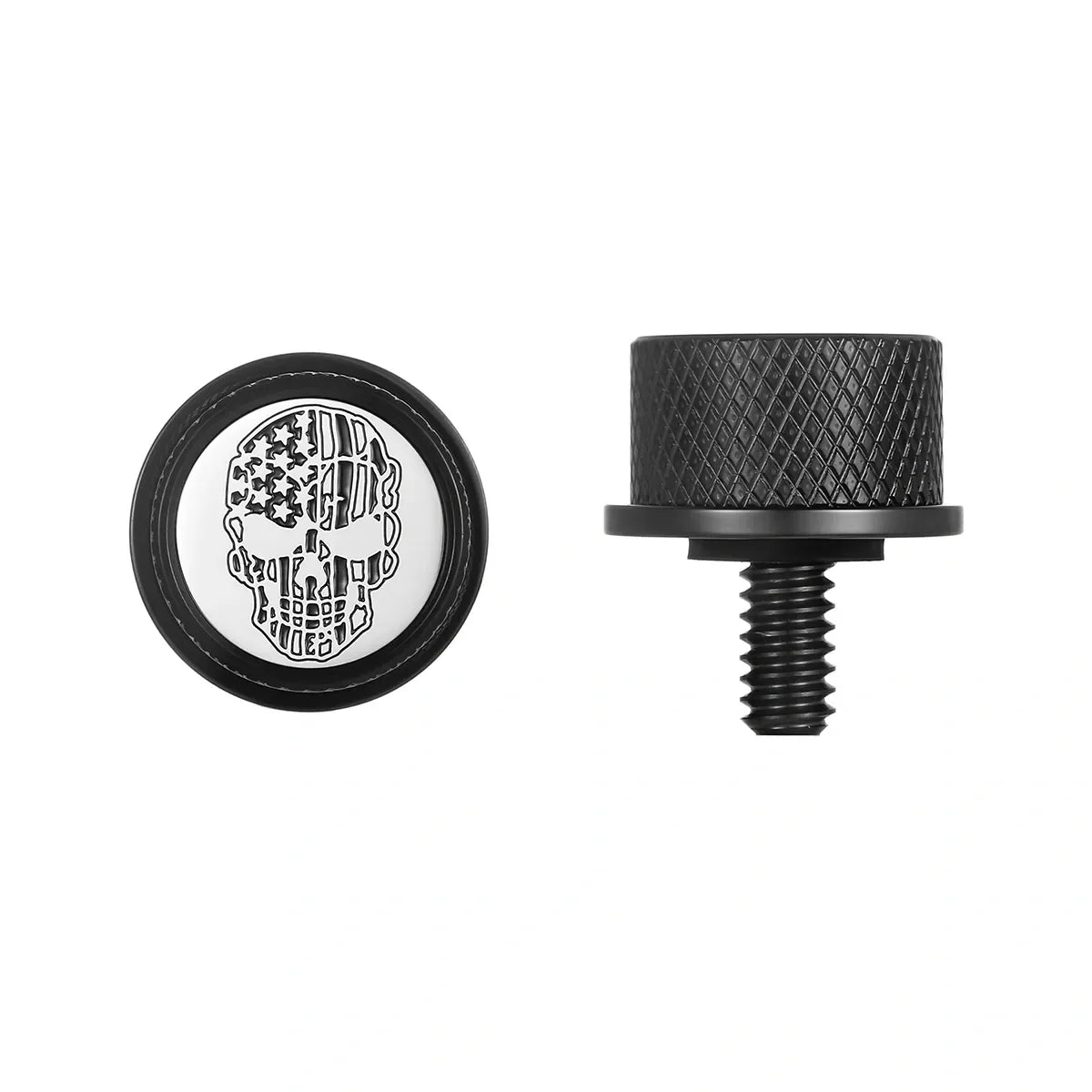 Stainless-Steel in Black Contrast Cut American Flag Skull Seat Screw