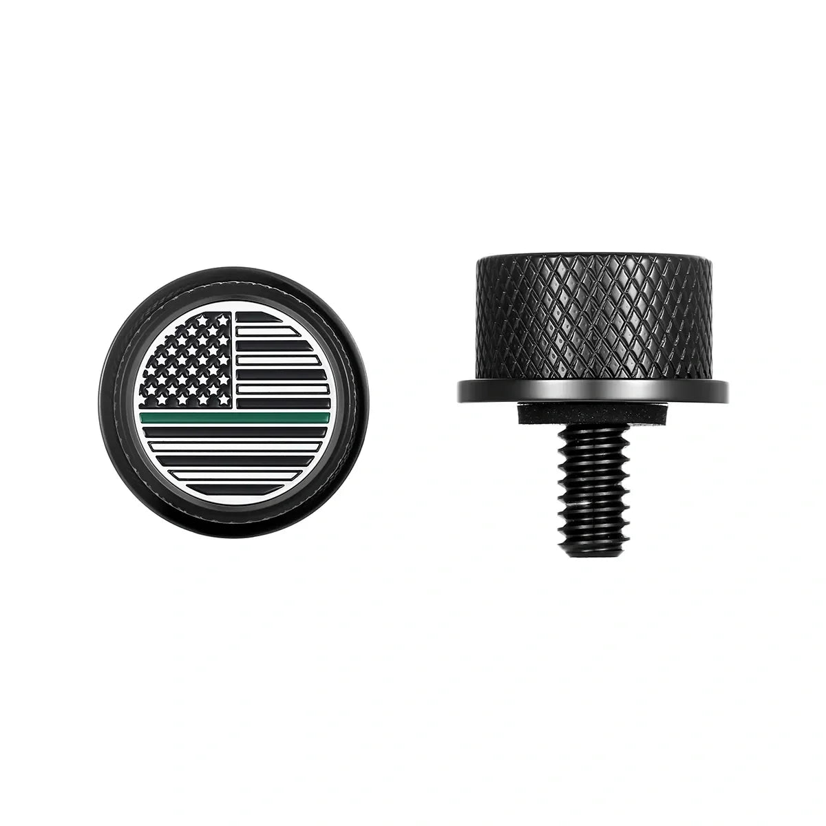 Stainless-Steel in Black Green Line American Flag Seat Screw