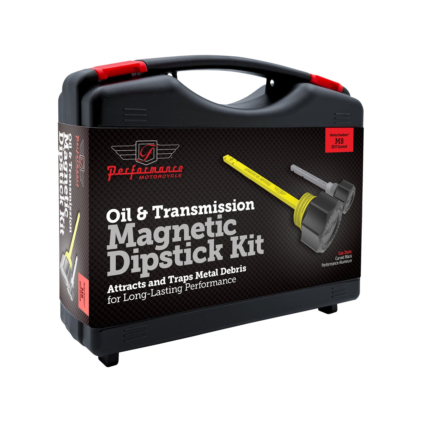 Performance Magnetic Dipstick Kit for Harley-Davidson Touring M8 - Curved Black