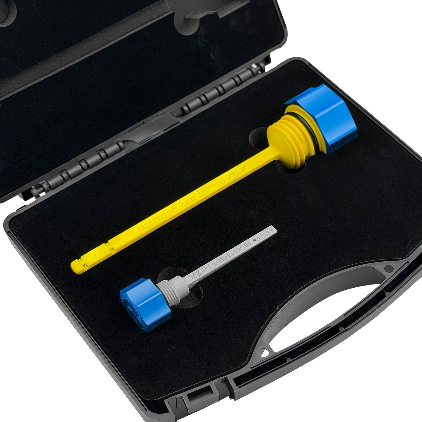 Performance Magnetic Dipstick Kit for Harley-Davidson Touring M8 - Curved Blue