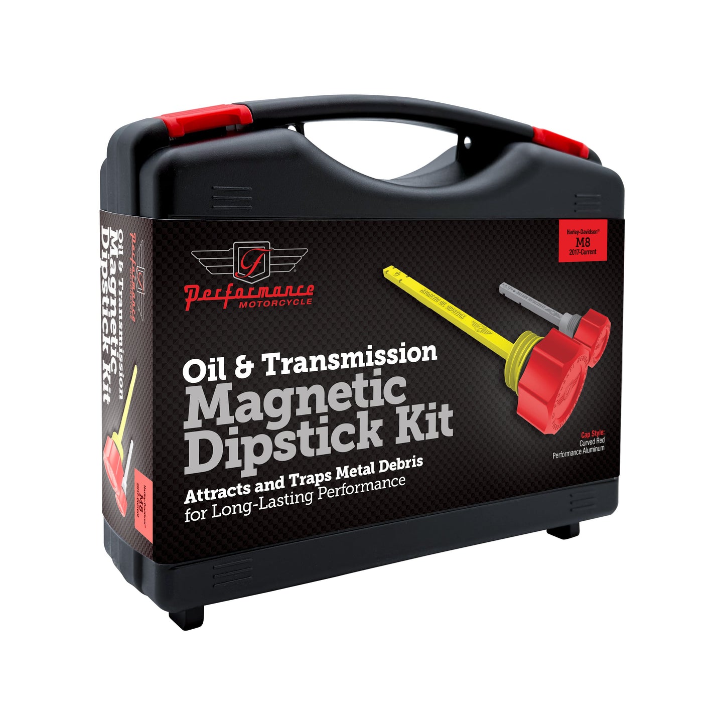 Performance Magnetic Dipstick Kit for Harley-Davidson Touring M8 - Curved Red