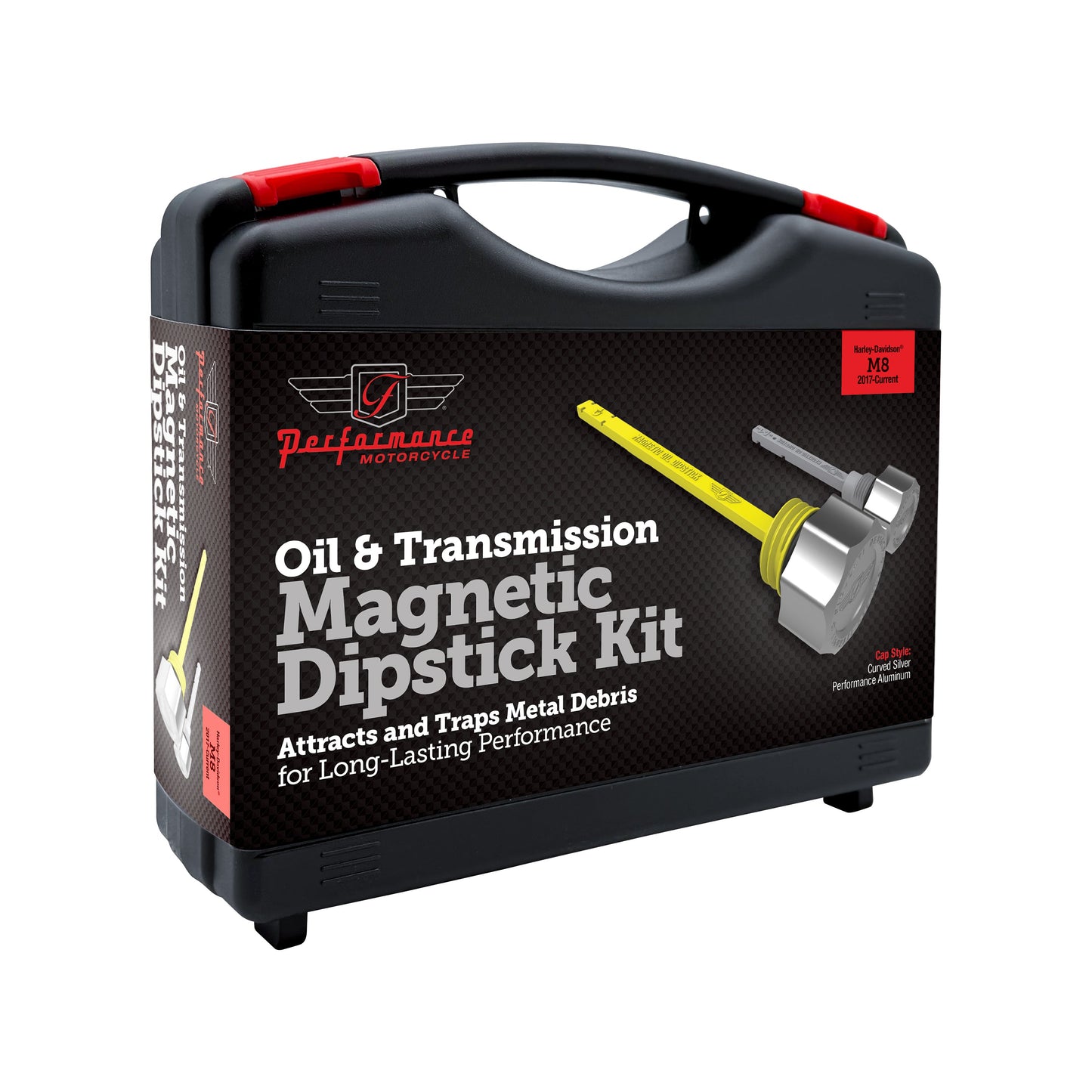 Performance Magnetic Dipstick Kit for Harley-Davidson Touring M8 - Curved Silver