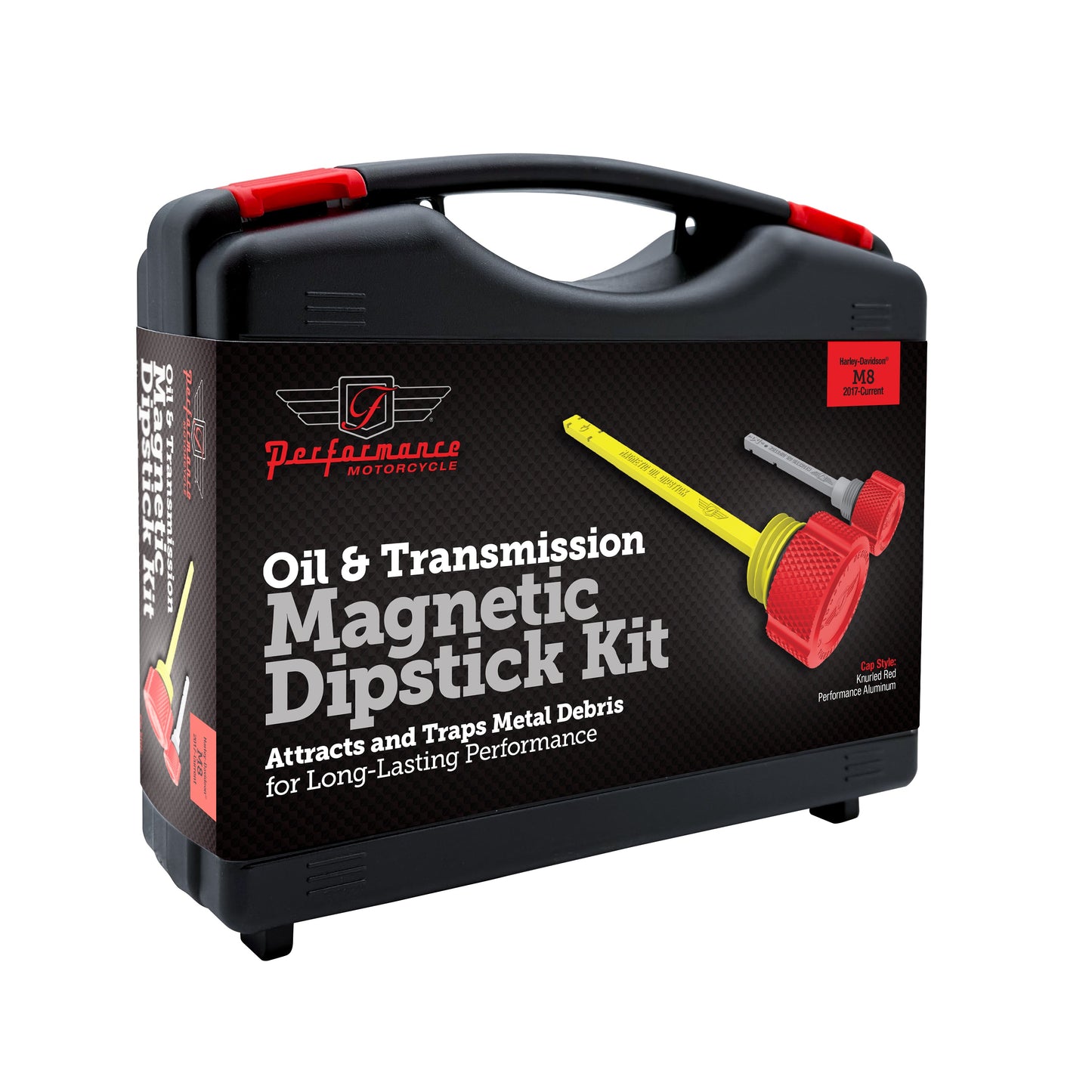 Performance Magnetic Dipstick Kit for Harley-Davidson Touring M8 - Knurled Red