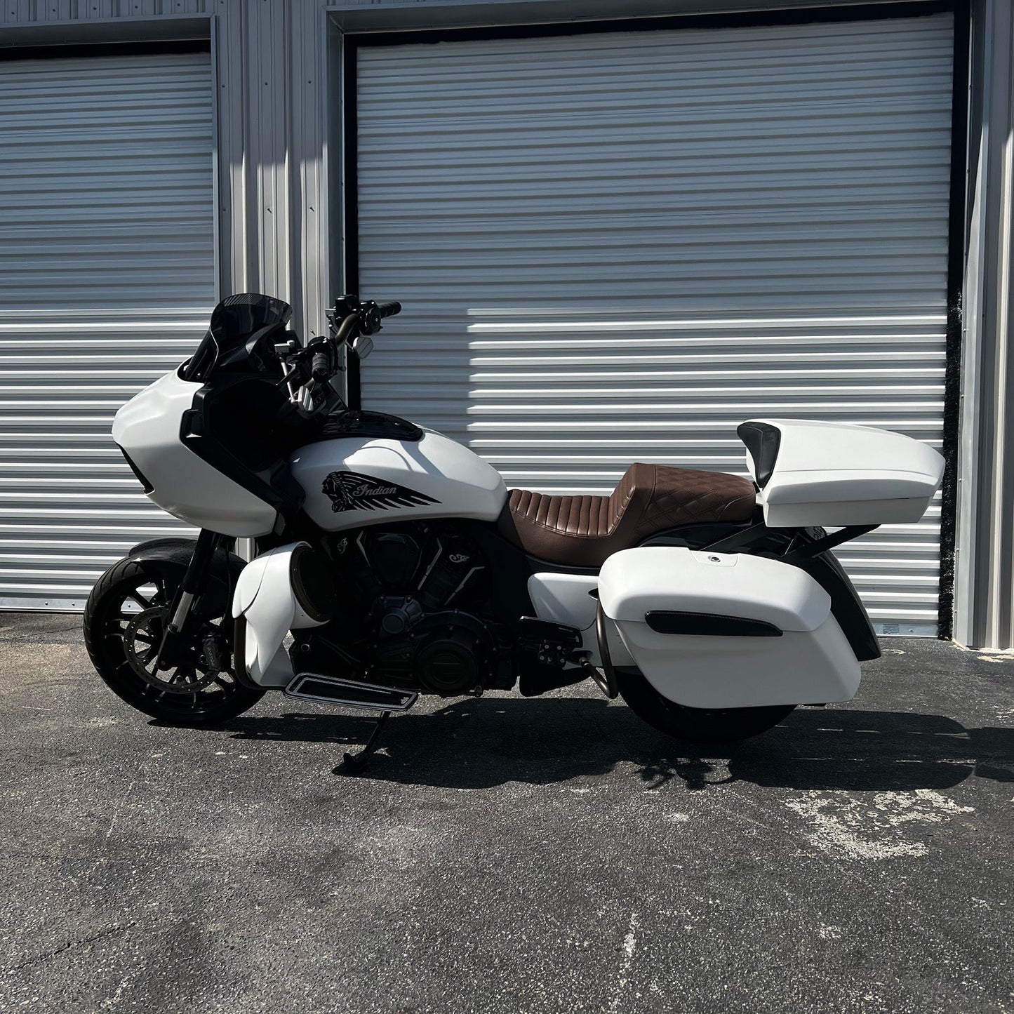 Custom Tour Pack Side View on Indian Challenger 