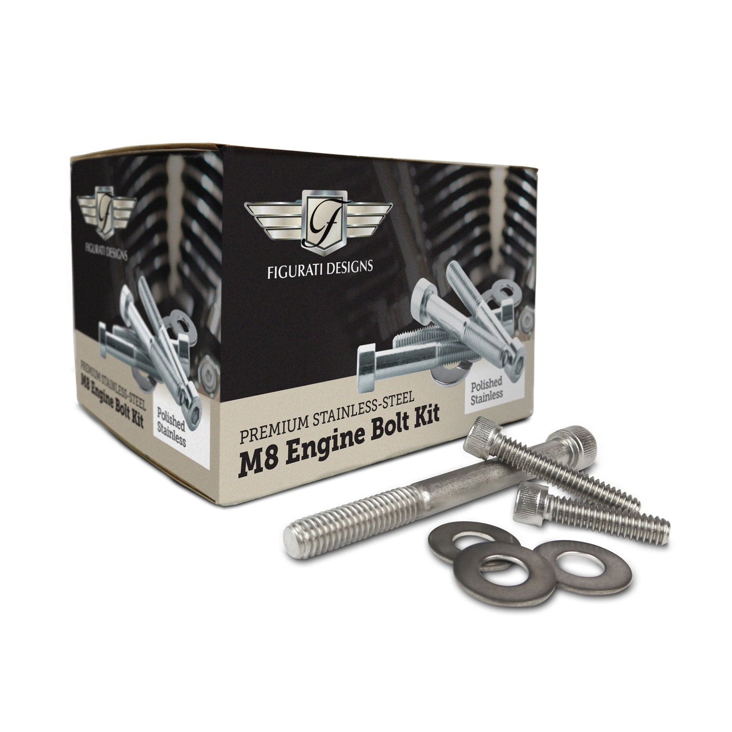 Signature Engine Bolt Kit M8 Polished Stainless-Steel - Softail M8