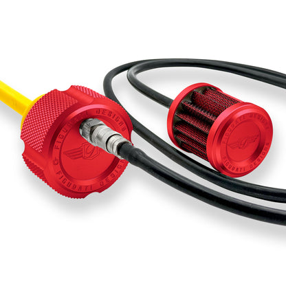 Performance Vented Dipstick for Harley-Davidson Touring M8 - Knurled Red