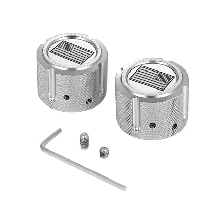 Harley-Davidson Stainless-Steel Front Axle Nut Covers American Flag - Reversed