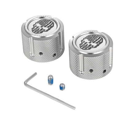 Harley-Davidson Stainless-Steel Front Axle Nut Covers Contrast Cut American Flag Skull