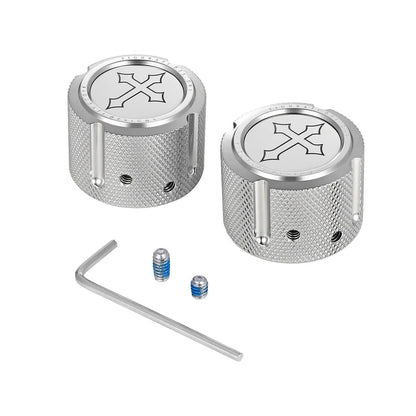 Harley-Davidson Stainless-Steel Front Axle Nut Covers Cross