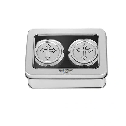 Harley-Davidson Stainless-Steel Front Axle Nut Covers Cross