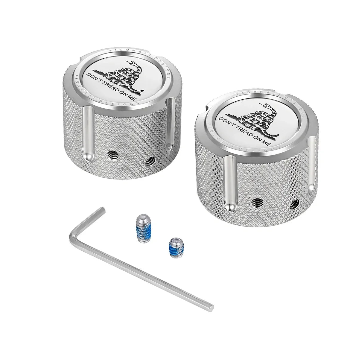 Harley-Davidson Stainless-Steel Front Axle Nut Covers Don't Tread On Me