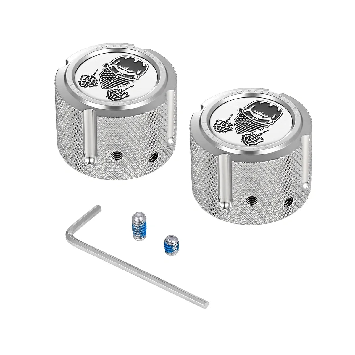 Harley-Davidson Stainless-Steel Front Axle Nut Covers Masked Skull
