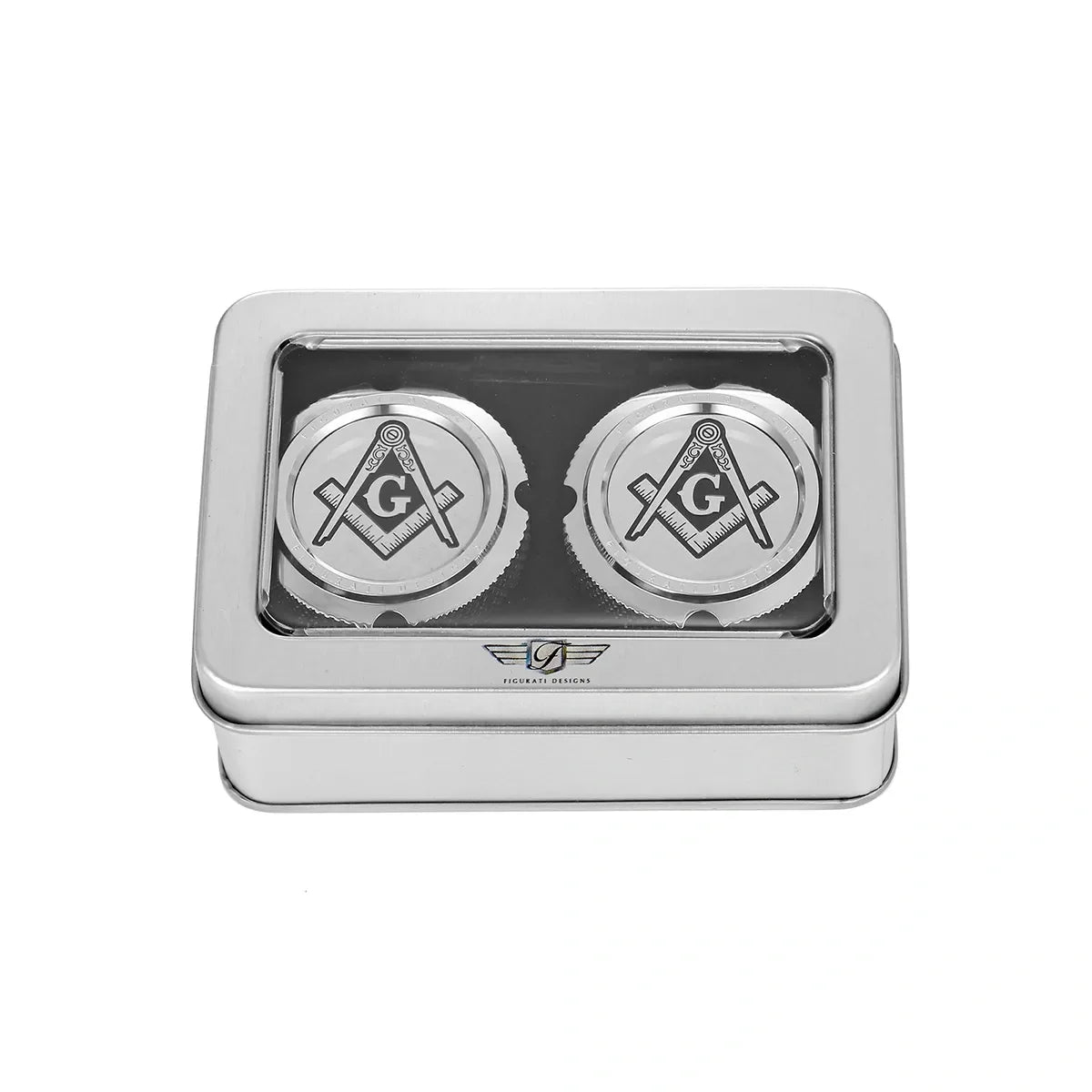Harley-Davidson Stainless-Steel Front Axle Nut Covers Masonic Emblem