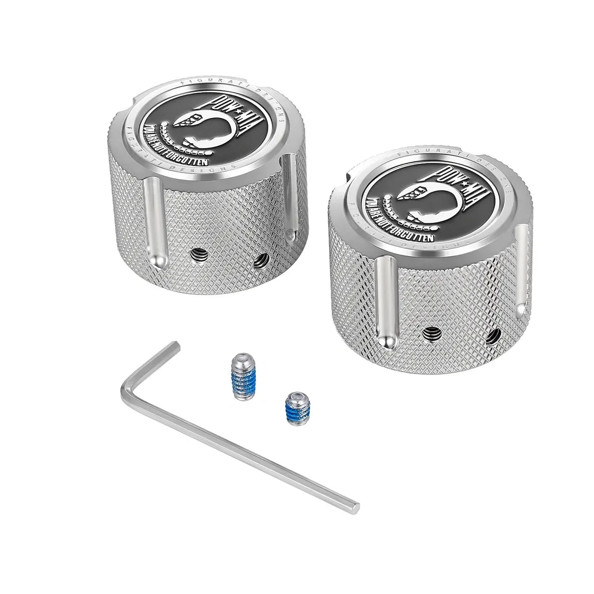 Harley-Davidson Stainless-Steel Front Axle Nut Covers POW MIA