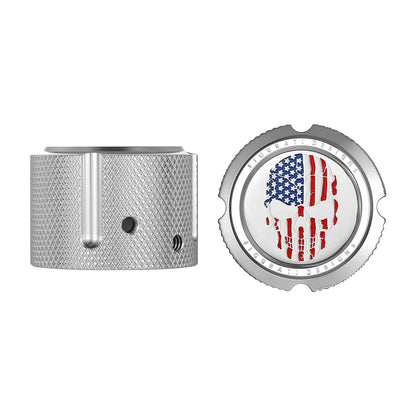 Harley-Davidson Stainless-Steel Front Axle Nut Covers Red White and Blue American Flag Skull