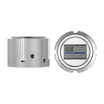 Harley-Davidson Stainless-Steel Front Axle Nut Covers Thin Blue Line American Flag - Reversed