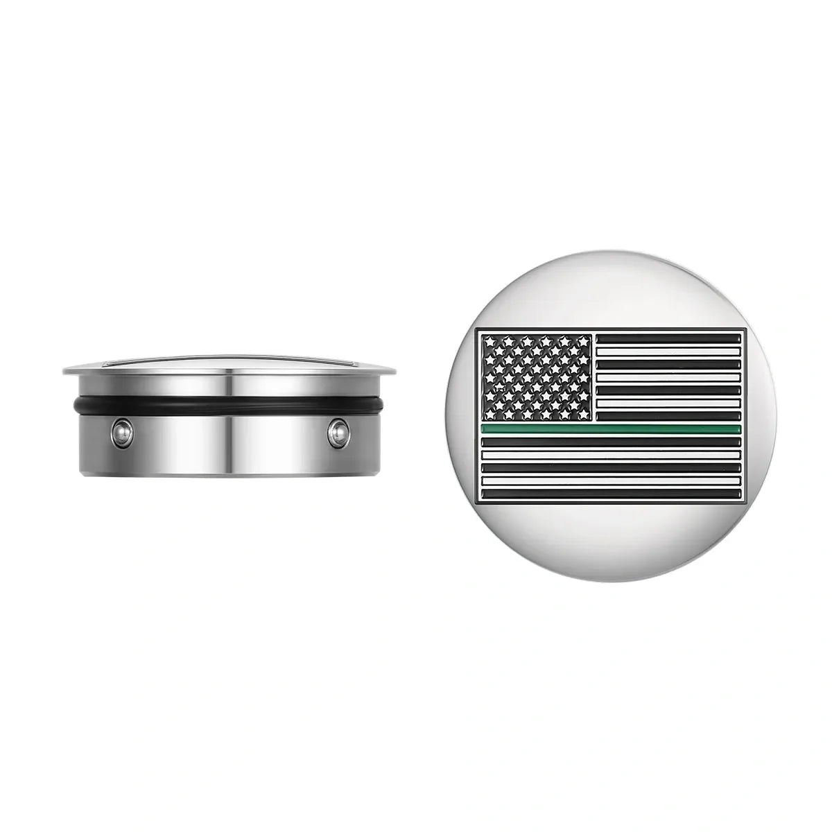 Harley-Davidson Stainless-Steel Swing Arm Covers American Flag Green Line *Represents ALL US Military* - Reversed