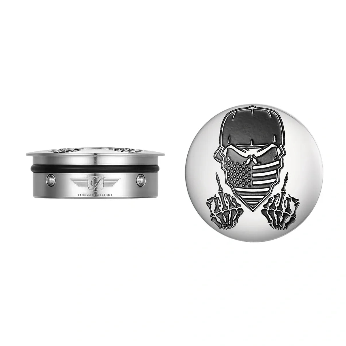 Harley-Davidson Stainless-Steel Swing Arm Covers Masked Skull