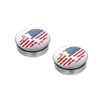 Harley-Davidson Stainless-Steel Red White and Blue American Flag Skull Swing Arm Cover