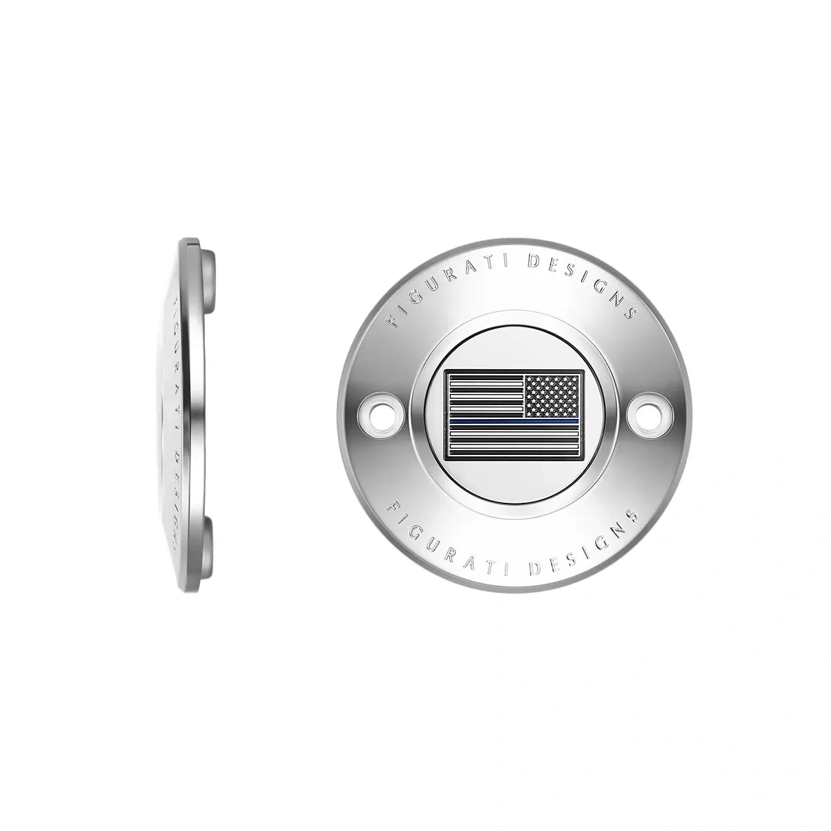 Harley-Davidson Stainless-Steel Thin Blue Line American Flag - Reversed M8 Timing Cover