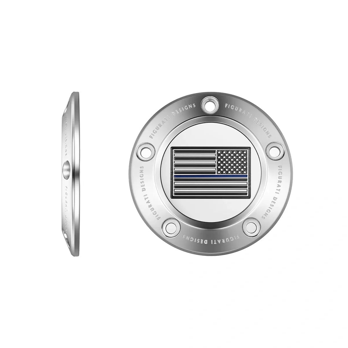 Harley-Davidson Stainless-Steel Thin Blue Line American Flag - Reversed Twin Cam Timing Cover