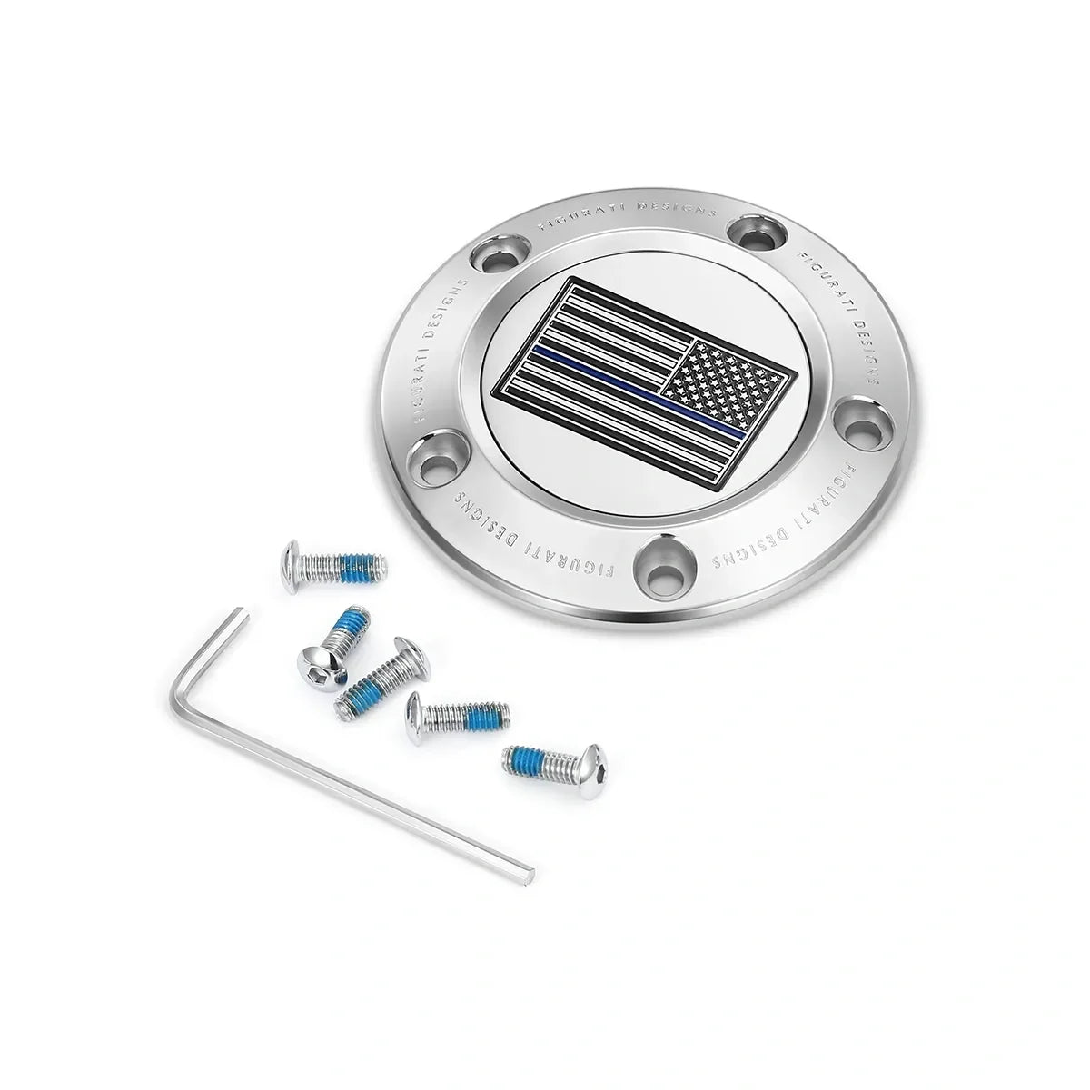 Harley-Davidson Stainless-Steel Thin Blue Line American Flag - Reversed Twin Cam Timing Cover
