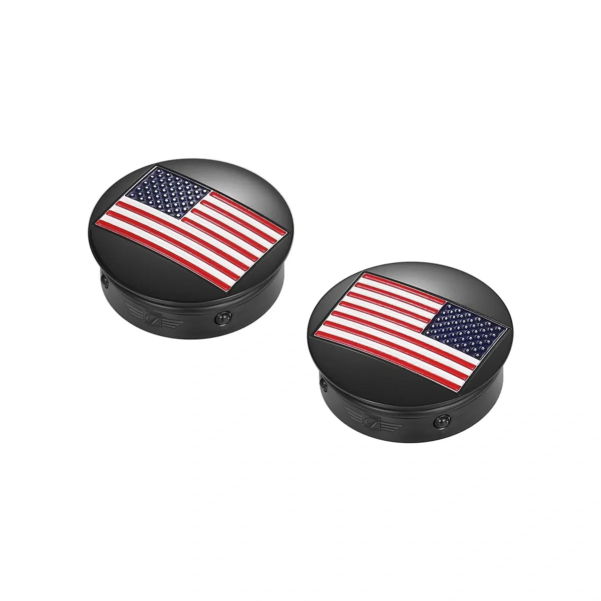 Harley-Davidson Stainless-Steel / Black American Flag Swing Arm Covers - Reversed