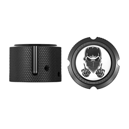 Harley-Davidson Stainless-Steel/Black Front Axle Nut Covers Masked Skull