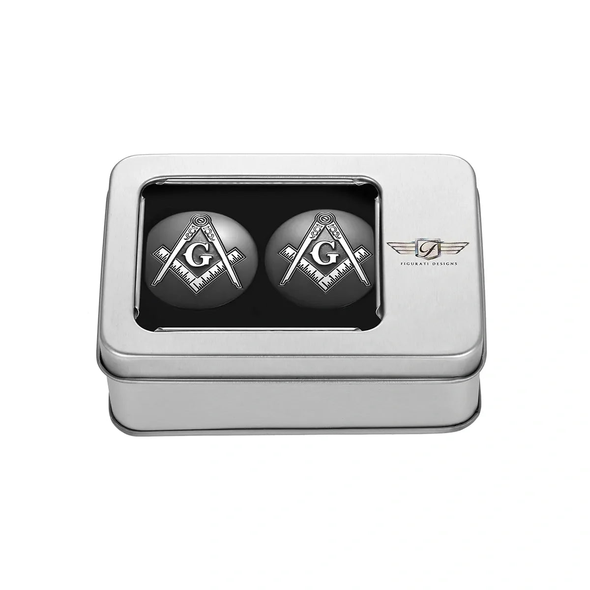 Harley-Davidson Stainless-Steel / Black Swing Arm Covers Masonic Emblem Square and Compass