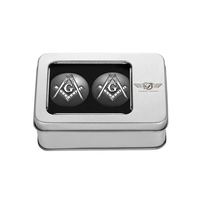 Harley-Davidson Stainless-Steel / Black Swing Arm Covers Masonic Emblem Square and Compass
