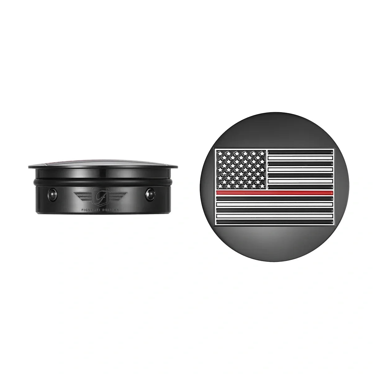 Harley-Davidson Stainless-Steel / Black Swing Arm Covers Red Line American Flag - Reversed