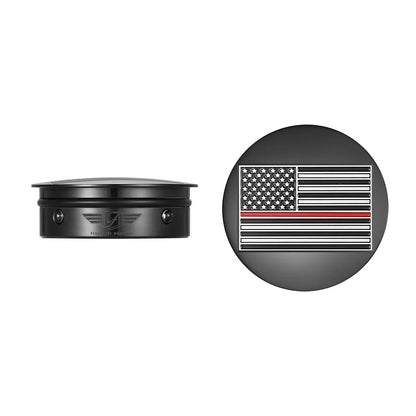 Harley-Davidson Stainless-Steel / Black Swing Arm Covers Red Line American Flag - Reversed