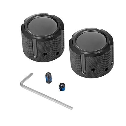 Harley-Davidson Stainless-Steel in Black Custom Front Axle Nut Covers - Full Color