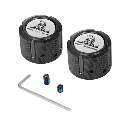 Harley-Davidson Stainless-Steel in Black Front Axle Nut Covers Don't Tread on Me