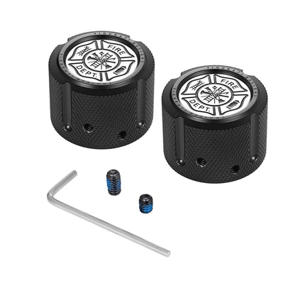 Harley-Davidson Stainless-Steel in Black Front Axle Nut Covers Maltese Cross-FIRE