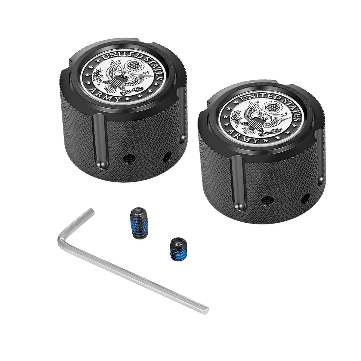 Harley-Davidson Stainless-Steel in Black Front Axle Nut Covers Officially Licensed US Army
